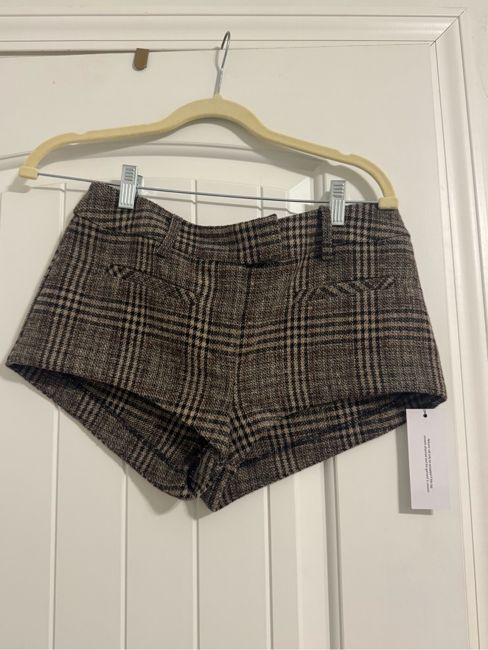 Rumored Clothing Brown Plaid High-Waist Women’s Micro Shorts NWT